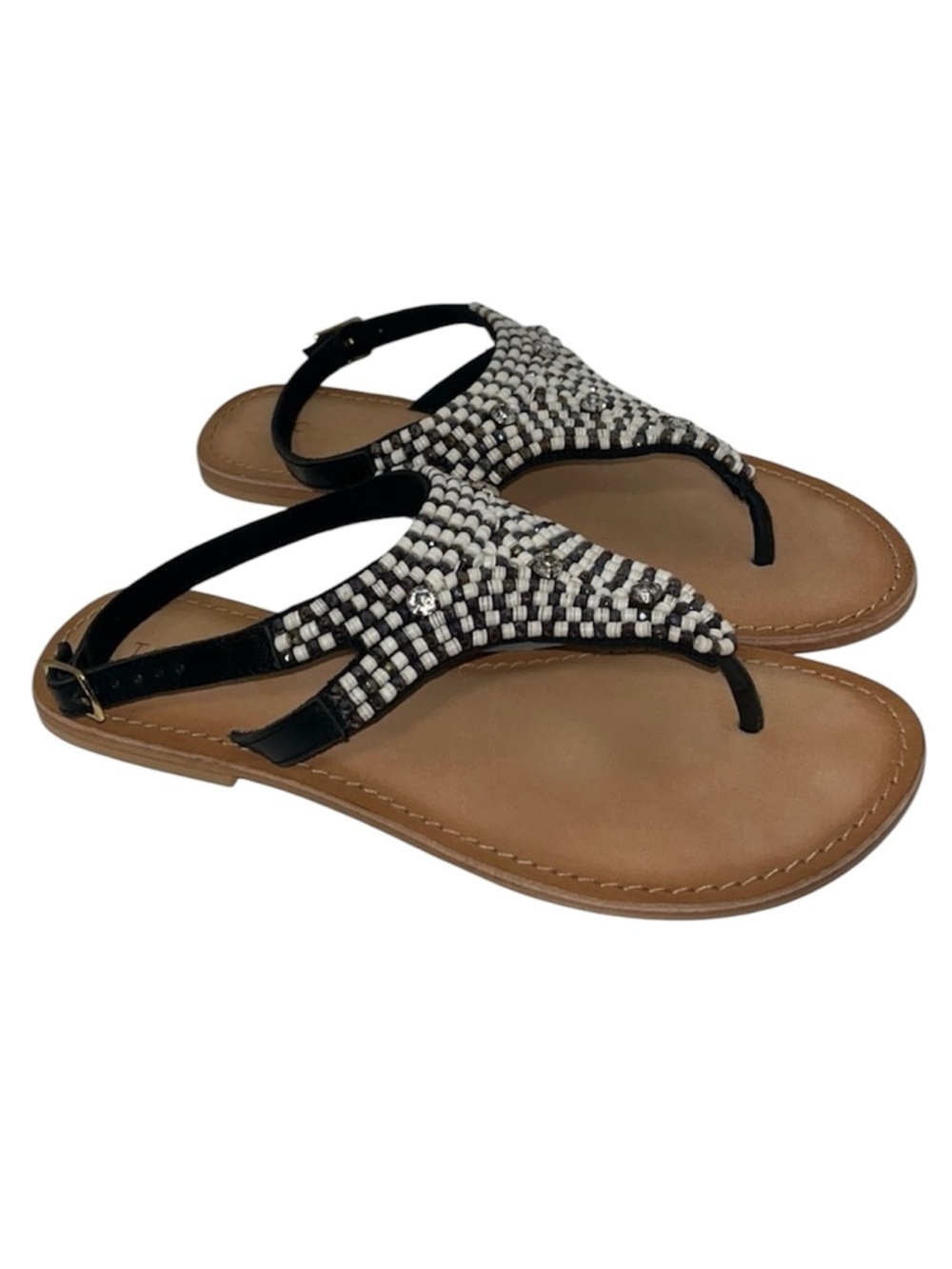 Torgeis Vega Beaded Sandals w Ankle Strap Black Leather India Women’s 7